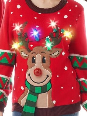 Joyfy Light Up Reindeer Jumper Sweater size Large  NWT